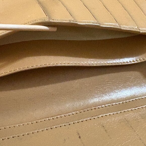 Gucci Vintage 90s Tom Ford Continental Wallet Beige Trifold Leather G Clasp - Picture 16 of 16